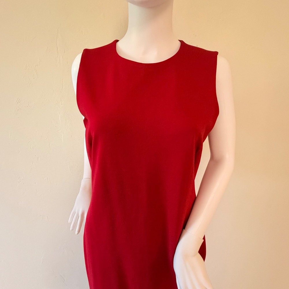 J.McLaughlin Devonshire Dress Holiday Red‎ Sleeveless Sheath Midi Womens Size M - Picture 2 of 10